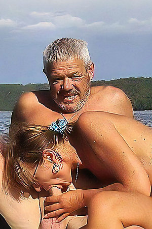 Older naturist men with younger naturist girl